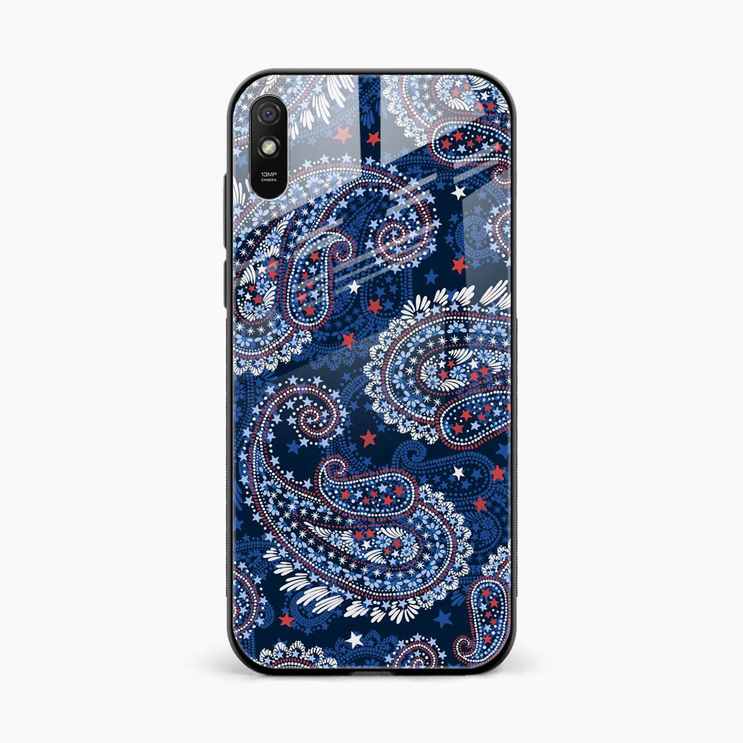 Blue Colored Classical Pattern Redmi 9a Sport  Cover