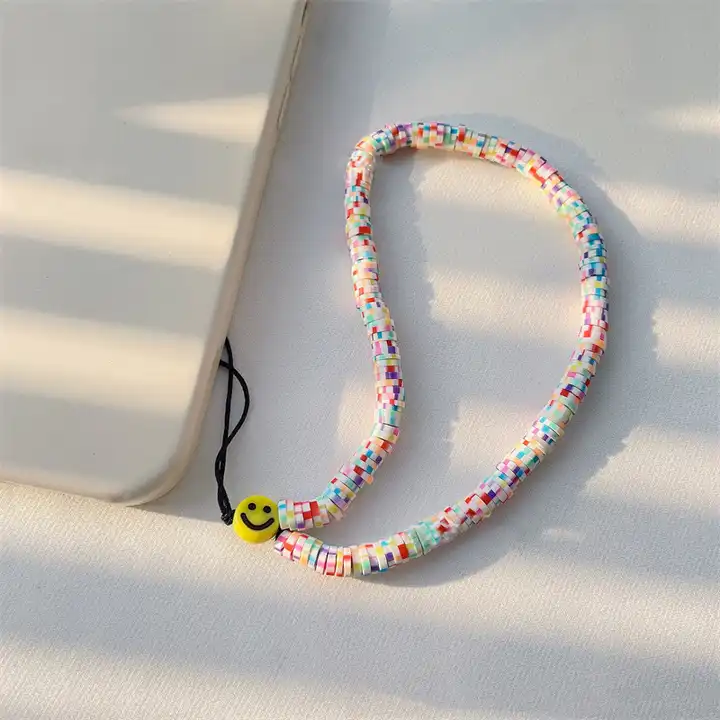 Smiley Multicolour Beads Phone Charm Strap
