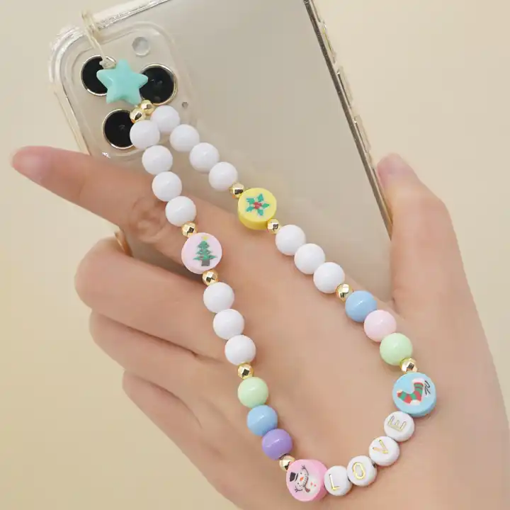 White Pearls Christmas Phone Charm Strap